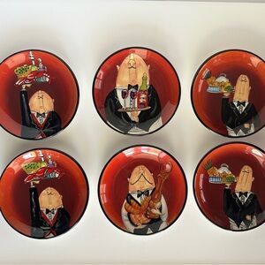 Certified International "Dinner is Served" Tracy Flickinge 5” Plates Set Of 6